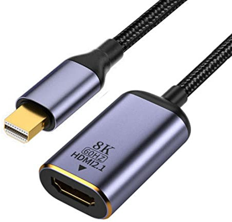 CY Mini DisplayPort to HDMI Adapter,Mini DP DisplayPort 1.4 Source Male to HDMI 2.0 Female Display 8K 60hz UHD 4K Monitor Adapter Cable