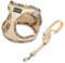 DORAMIO Hundegeschirr Kleine Hunde mit Leine, Step-in Geschirr Reflektierend Atmungsaktiv Brustgeschirr Anti Zug Sicherheitsgeschirr Katzengeschirr für Kleine Hunde, Katzen (Beige, XXS)