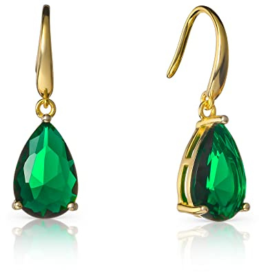 namana 925 Sterling Silber Tropfenohrringe für Damen und Mädchen, Tropfen-Ohrhänger für Frauen mit birnenförmigen Farbsteinen, Gold- oder Silberohrringe mit Geschenkbox