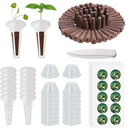161pcs Seed Pod Kit for Hydroponics Growing System, Seed Starter Pods, 50 Grow Sponges, 50 Pod Labels, 30 Grow Baskets, 30 Planting Domes, 1 Clip, Grow Anything Kit for Gardening