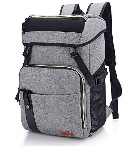 YOUNGOA Kühlrucksack, 30L Thermos Kühltasche Rucksack, Große Isolierter wasserdichte Picknickrucksäcke für Strand Camping Familien Outdoor Picknick BBQs Ausflügen Einkaufen YG035 Hellgrau