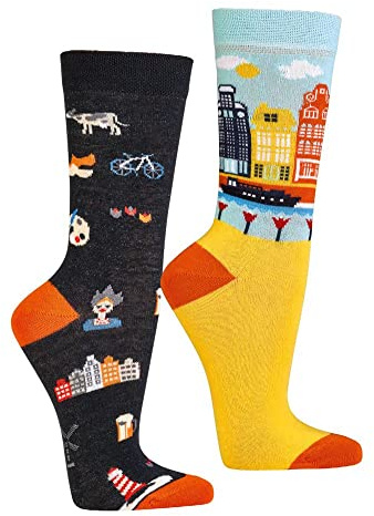 krautwear Herr och dam, 2 par färgglada mönstrade strumpor, 30, födelsedag, pappa, mamma, presentidéer, Nederländerna, 36-41 EU