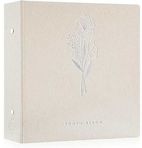 Lanpn Album Photo 11x15 11,5x15 600 Pochette, Grand Format Lin Tissu Album pour Horizontal Vertical Photos Beige