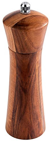 APS 40417 - Molinillo de pimienta de madera de acacia, mecanismo de acero al carbono, diámetro de 5 cm, altura de 17 cm