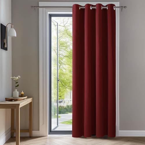 Deconovo Verdunkelungsvorhang Hitzeschutz Thermovorhang mit Ösen Rot | 1 Stück, H245 x B140 cm, Ösenschal Vorhang, abdunkelnd, mit Sichtschutz, für Wohnzimmer und Schlafzimmer, Blackout Curtain