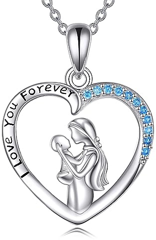 YFN Mutter und Tochter Kette 925 Sterling Silber Perfekten Geschenk für Mama, Sterling Silber Mutter und Kind Hände Herz Anhänger Halskette