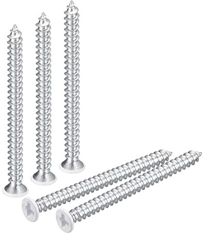 QUARKZMAN ST4x50mm Tornillos Autorroscantes, 50uds Tornillos Autoperforantes de Plana Cabeza Phillips, Madera Tornillos Blanco para Carpintería