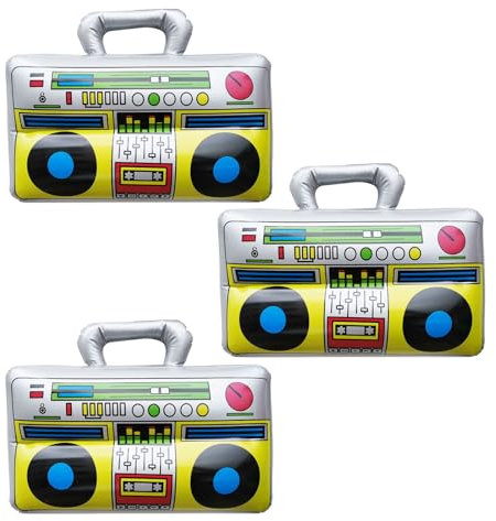 EUPSIIU 3 Pièces Boombox Gonflable, Lecteur de Musique Jouet Aquatique Gonflable Années 80 Années 90 Accessoires, pour Cosplay et Nouveauté Robe Blague Fête Halloween (Multicolore)