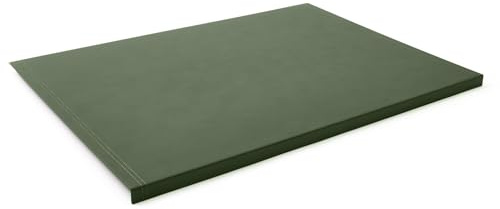 Eglooh - Urania - Gewinkelte Schreibtischunterlage Leder Grün cm 50x35 - Innenseele aus Stahl mit L-geformtem Vorderprofil, handwerkliche Nähten und rutschfester Boden - Made in Italy
