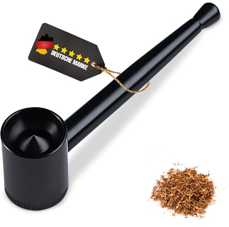 Mini Pur-Pfeife | Hochwertige Metallpfeife | Gebrauch von Tabakwaren | Leichte Reinigung - Abschraubbarer Kopf | Smoking Pipe Pfeife Glas-Optik (Schwarz)