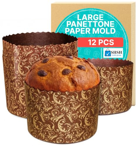 19oz Panettone Paper Mold Large Kulich |12 Pack| Paska Easter Bread Forms Bread Paper Mold Panettone - Brown Non Stick Panettone Paper Baking Molds