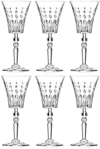 Barski Goblet - White Wine Glass - Water Glass - Stemmed Glasses - Set of 6 Goblets - Crystal like Glass - 7 oz. Beautifully Designed Made in Europe