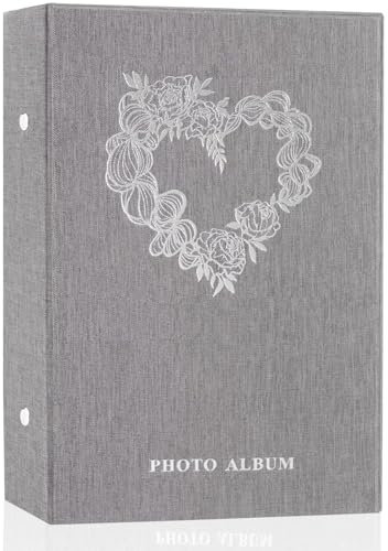 Miaikoe Photo Album 6x4 Slip in, Linen 300 Pockets Photo Albums Holds 300 Horizontal 10x15cm Photos for Family Wedding Anniversary (Grey)