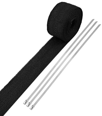 Enveloppe D'échappement Ruban isolant en fibre de verre for tuyau d'échappement de voiture, 5 mètres, ruban isolant for voiture, rouleau de protection thermique haute température Echappement Ruban Rub