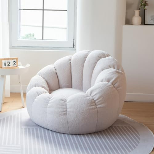 4,Lazy Sofa Cover, Sitzsackbezug (Ohne Füllung) für Jugendliche und Erwachsene, Aufbewahrung für Stofftiere, Rund, Weich, Flauschig, für Wohnzimmermöbel