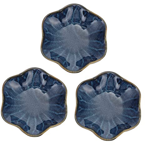 PHENOFICE Piatti per Salsa in Ceramica Blu, Ciotole Creative per Intingere e Piatti di Condimento Stabili, Set da 3 Pezzi per Condimenti e Antipasti, per Tavola e Intrattenimento