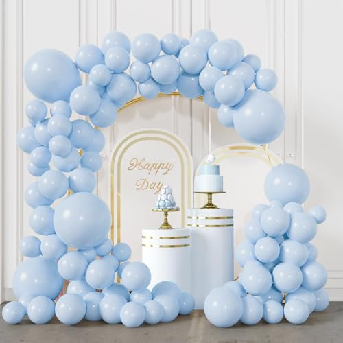 Palloncini Blu Pastello BIQIQI 113pcs Palloncini Macaron Blu per Arco Ghirlanda, Palloncini Azzurri per Compleanno, Baby Shower, Rivelazione del Sesso, Decorazione Festa di Nozze, 18 12 10 e 5 Pollici