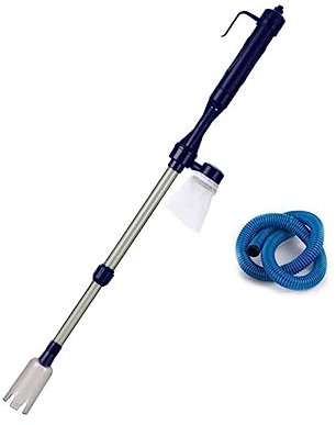 BUGUUYO Limpiador de Sifón Eléctrico para Acuarios Aspirador de Pecera Filtro de Agua y Función de Limpieza de Batería Tipo Altura Ajustable 30-74 Cm Adecuado para Acuarios Pequeños y Cambios de Agua