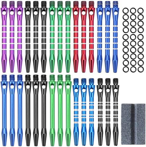 FSWWSF Tige Flechette 30 Tiges de Fléchettes en Aluminium avec Anneaux en Caoutchouc 50/53 mm 2BA Accessoire Flechette