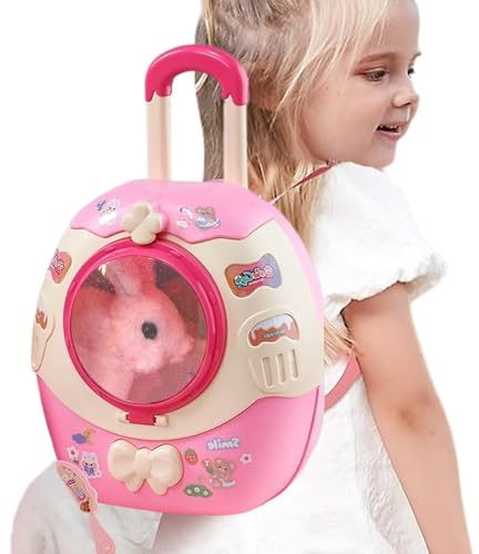 Genérico Juguetes Conejito para Niñas, Maleta Caminata Conejo, Conejo Felpa Pascua con Mochila, Animales Peluche Conejito, Robot Conejito Interactivo con Sonidos, Conejito Realista para Niños