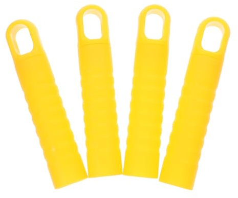 TEMPNAP 4pcs Yellow Broom Handle Grip Replacement Caps 25mm Diameter Mop Stick Covers with Hanging Hole for Floor Cleaning, Dustpan Broom Handle Grip End Caps, Mop Rod Sleeve Set