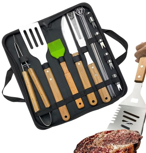 Grillverktyg - Spatula Grill Set med 16 delar | Grillverktygssatser | Spatel flip-flops i rostfritt stål