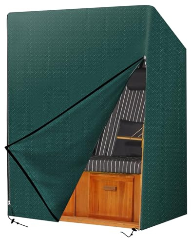 LEKEFETO Housse de protection pour chaise de plage, housse de protection pour corbeille de plage, imperméable, résistante à la poussière, aux UV et à la déchirure - 125 x 90 x 165/135 cm - Vert