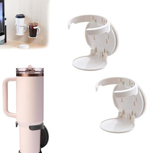 Portavasos montado en la pared compatible con Stanley, organizador de vasos de noche que ahorra espacio para bebidas y café, soporte autoadhesivo de ajuste universal para organizador de botellas de
