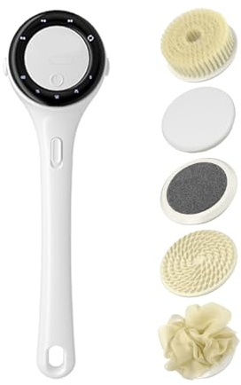 Brosse Électrique pour le Dos sous la Douche - Exfoliant Corporel - Outil de Frottage avec Affichage Numérique et 3 Réglages d'Intensité pour Pores Bouchés en Climats