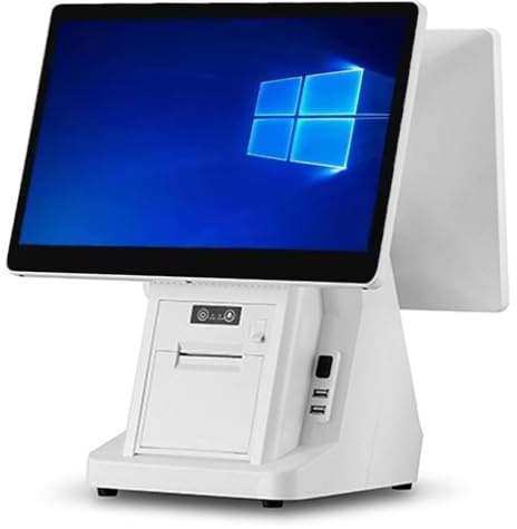 HNBYLMM Caisse enregistreuse, système pos avec Double écran Tactile de 15,6, système de Caisse pour Petites Entreprises, 8 Go de RAM, SSD de 128 Go, imprimante Thermique de 58 mm, Windows 7/10