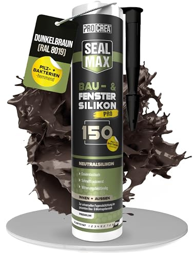 PROCREA® Premium Bausilikon 150 (dunkelbraun) [Allwetter-Silikon] Neutrales Fenster- und Universal-Silikon mit fungizider Ausstattung - Farbe braun auch für Sanitär geeignet - Profi-Qualität