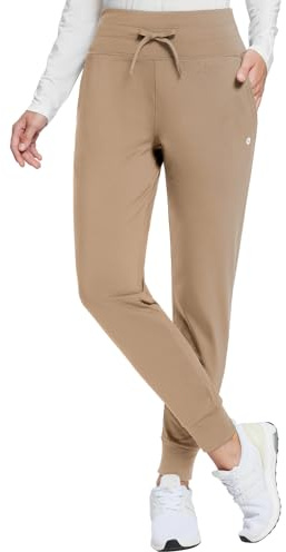 baleaf Women's Fleece Lined Joggers High Waisted Water Resistant Thermal Winter Trousers Running Yoga Pants 28 Light Brown XL