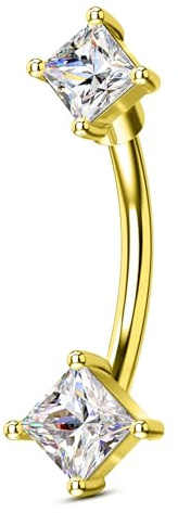 Agrewd Rook Piercing Schmuck Augenbrauen Stab Gold Silber Gebogener Barbell Klar CZ Labret Lippenpiercing 316L Chirurgenstahl Tragus Daith Knorpel Ohrringe Piercing Schmuck für Frauen 6 8 mm