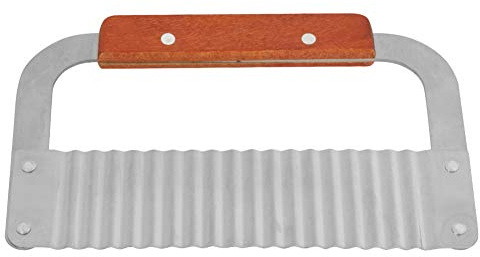 Qcwwy Seifenschneider mit Hartholzgriff, Wellenschneider aus Edelstahl für Seifen- und Wachskuchen, mit Crinkle-Edge-Design