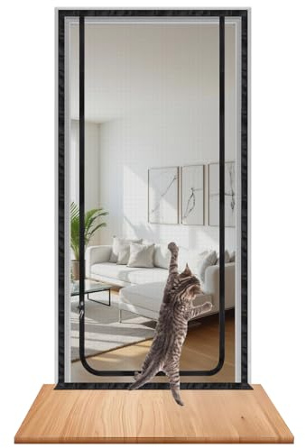 DBREAKS Katnät för balkong, kattgaller, dörr med dragkedja, katter från löpning, dörrgaller, katt, husdjursskärm, kattskydd dörrnät utan borrning (100 cm x 210 cm)