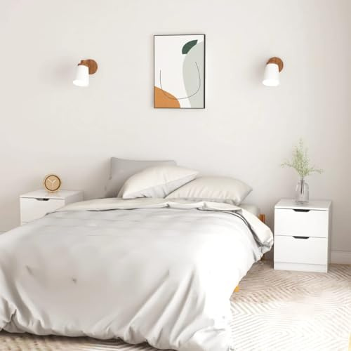 Hoopleep Bedside Tables 2 Pieces High Gloss White, 40 x 40 x 50 cm Chipboard MDF, Modern Side Table for Bedroom Storage, Elegant Bedside Cabinet Furniture Set