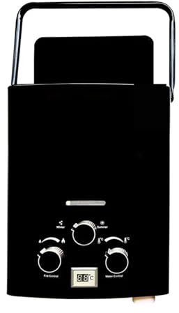 Scaldabagno istantaneo, GPL Gas Propano Senza Serbatoio Riscaldatore Di Acqua 6L Di Campeggio Esterna Bagno Istantaneo Con Soffione Doccia Riscaldatore Di Acqua Calda Caldaia Auto Camion Tenda(Noir)