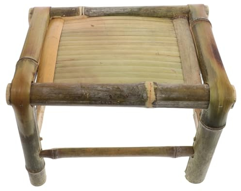 Hohopeti Bambus Hocker Tragbar Klein Naturholz Fußhocker für Zuhause Balkon Garten Vintage Sitzhocker