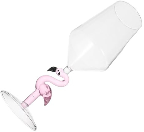 JECOMPRIS Copa de Vino Tinto de Vidrio Rosa Mate Diseño de Flamenco, Copa de Cóctel de 500 Ml para Fiestas y Celebraciones, Vaso Elegante Reutilizable para Hogar y Bar