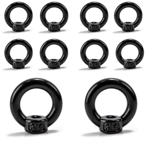 10 tuercas anulares M4, rosca, acero inoxidable 304, tuercas anulares negras, tuercas de ojal, tuercas de ojal, tornillos de ojal, ojales de tornillo, anillos de hardware para accesorios de elevación
