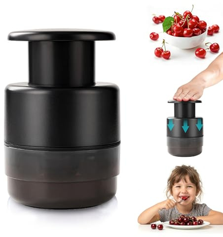 Snocciolatore per ciliegie 7 in 1 in acciaio inox con paraschizzi, facile da usare, per ciliegie, olive e frutta (A1)