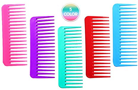 QITIMIR 5 Pcs Large Hair Detangling Comb Set, Wide Tooth for Curly, Wet, Dry, Combs for Women, Men, Kids,Shampoo, Styling, No Handle Comb