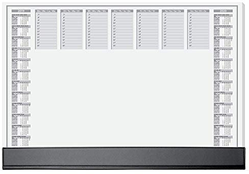 SIGEL HO365 Papier-Schreibunterlage mit Schutzleiste, 2-Jahres-Kalender 2019 2020, ca. DIN A2 - extra groß, 40 Blatt