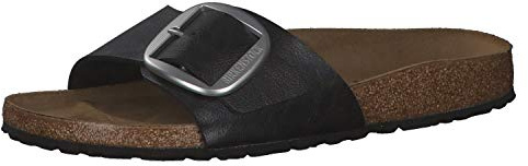 BIRKENSTOCK Damen Madrid Big Buckle Graceful Licorice, Birko Flor FLIP Flops, schwarz, 40 EU Schmal