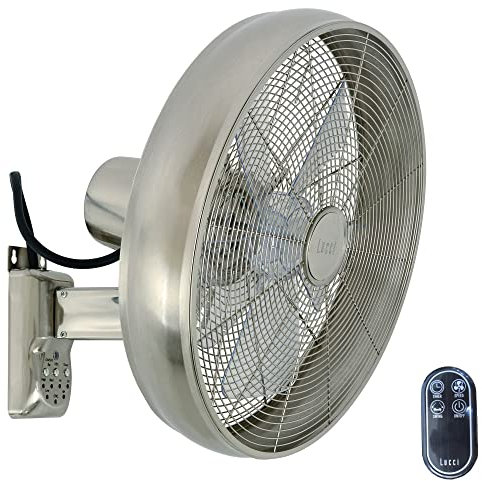 LUCCI AIR Ventilador de pared Breeze con mando a distancia, ventilador de pared con función giratoria automática, diámetro de 46 cm, acero