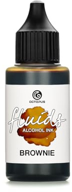30ml Fluids Alcohol Ink BROWNIE, Alkoholtinte für Fluid Art und Resin, braun | Transparente, schnell trocknende Künstlerfarbe für Alcohol Ink Art auf Yupo und glatten, nicht porösen Oberflächen