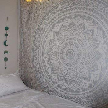 Popular Handicrafts Hippie Mandala Ombre Tapisserie Wandbehang Wandteppich Maditation Silber Boho Hippie Psychedelic Schlafzimmer Dekoration Poster 76