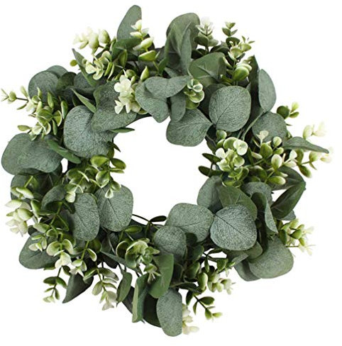 Toyvian Künstliche Eukalyptus Kranz Blätter Zweig Girlande Hochzeit Türkranz Willkommen Türschild Garten Willkommensschild Wandkranz für Wohnzimmer Wanddeko Ostern Frühling Haustür Deko