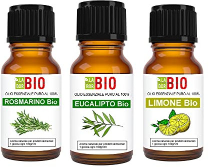 RosmarinÖl - EukalyptusÖl - ZitronenÖl Bio Set Ätherisches Öl 100% Reines - Aromatherapie Kosmetik Therapeutische - Laborbio