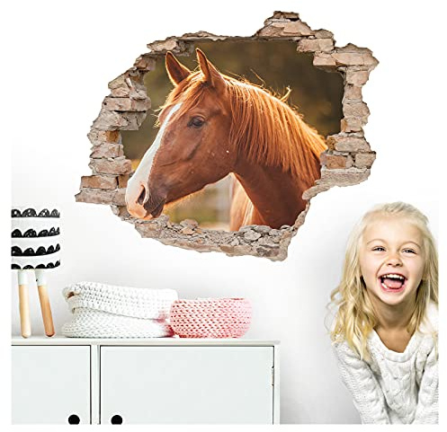 Little Deco Wandtattoo 3D Loch in der Wand mit Pferd DL625 67 x 56 cm (BxH)